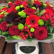 Luxury Hatbox of Flowers Reds