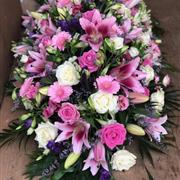 Luxury Pink, lilac and White Coffin Spray