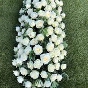coffin spray all white roses