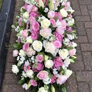 Pinks and white Coffin spray 