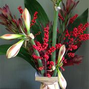 Lovely Deep Amaryllis and Ilex vase