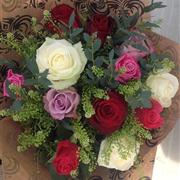 Twelve Mixed Coloured Roses