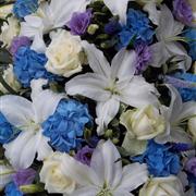White, Blue and Lilac Coffin Spray 