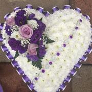 Purple and White Funeral Heart