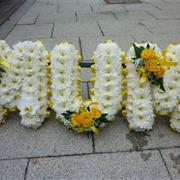 Yellow and White Mum Funeral Tribute