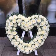 Extra large White Rose Open Heart On Stand