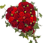Ivy and Red Rose Heart Funeral Tribute