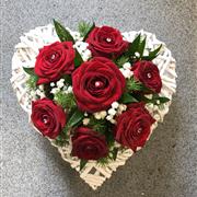 Wicker Heart of Red Roses