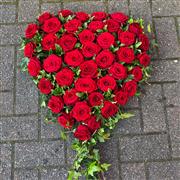 Red Roses Heart with Foliage