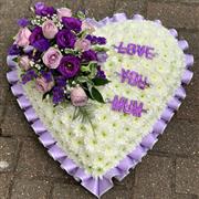 Heart lilac and white Funeral Tribute