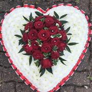 large Red heart funeral tribute