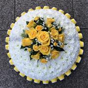 16inch yellow and white Funeral Posy Pad