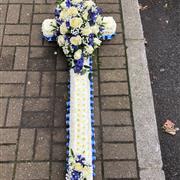  Blue and White Funeral Cross