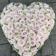 Blush Pink Rose Funeral Heart Tribute