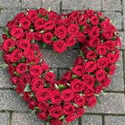 Red Rose Open heart Funeral tribute 
