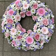 Pastel Wreath Funeral Tribute 16 inch