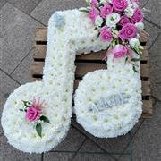 Pink musical note funeral tribute
