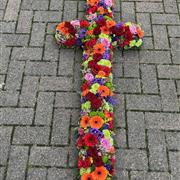 4FT Bespoke multicoloured Cross Funeral Tribute