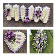 Lilac and white funeral package for Mum