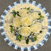 Pale blue and white Posy Funeral Tribute