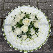 Posy Pad Funeral Tribute in Green and White