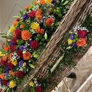 Casket colourful Spray with matching Garlands