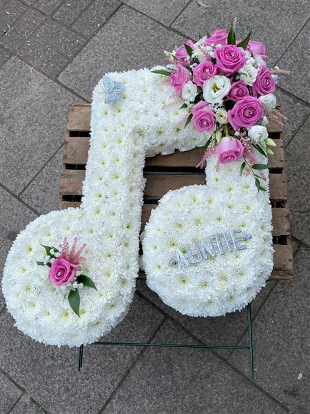 Musical Funeral Pink musical note funeral tribute