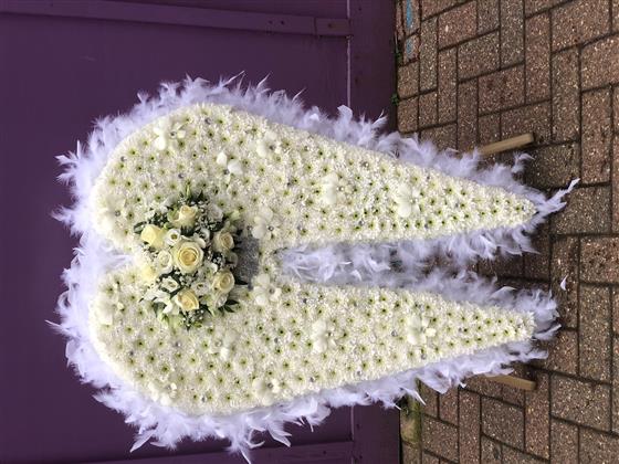 thumbnail image 2 of Val Spicer Angel Wings Floral Foam Memorial Tribute - SKU 2505 - Funeral Arrangement Base 2 of 6